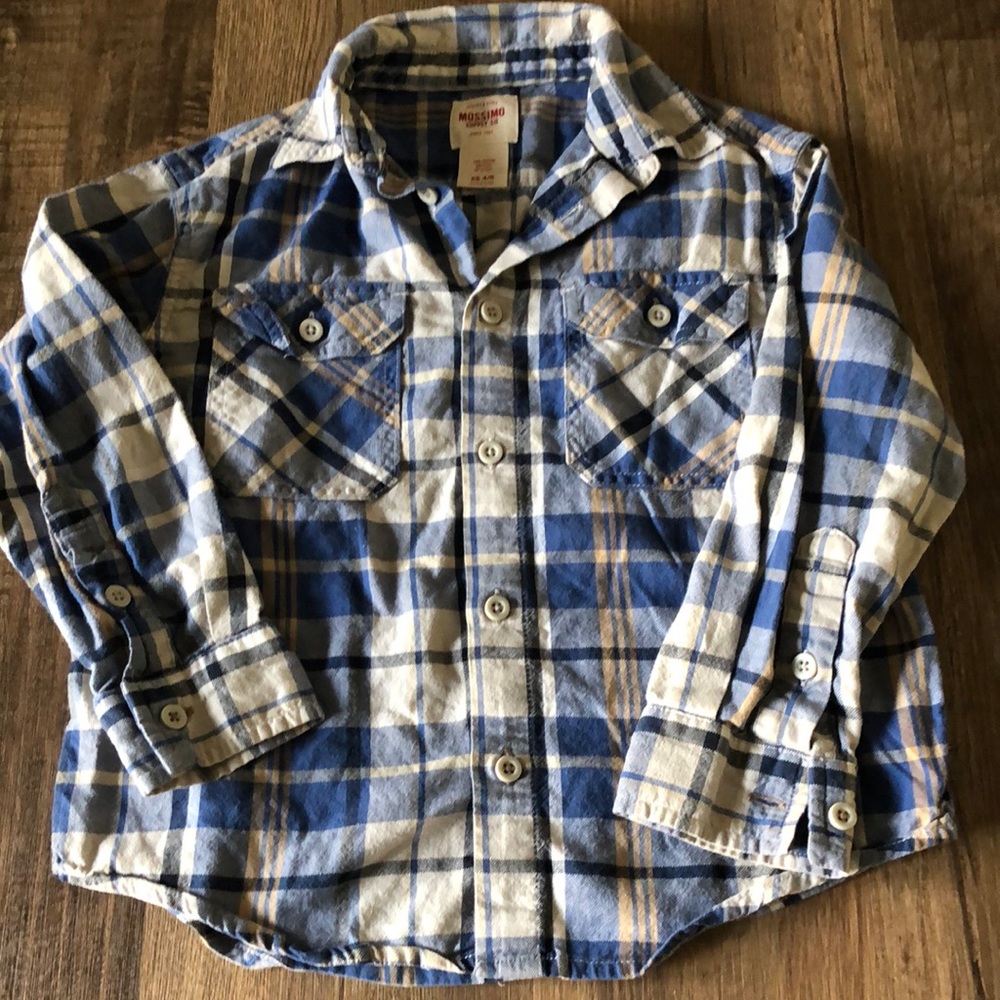 Mossimo Supply Co Blue Plaid Button Up Shirt Size 4/5